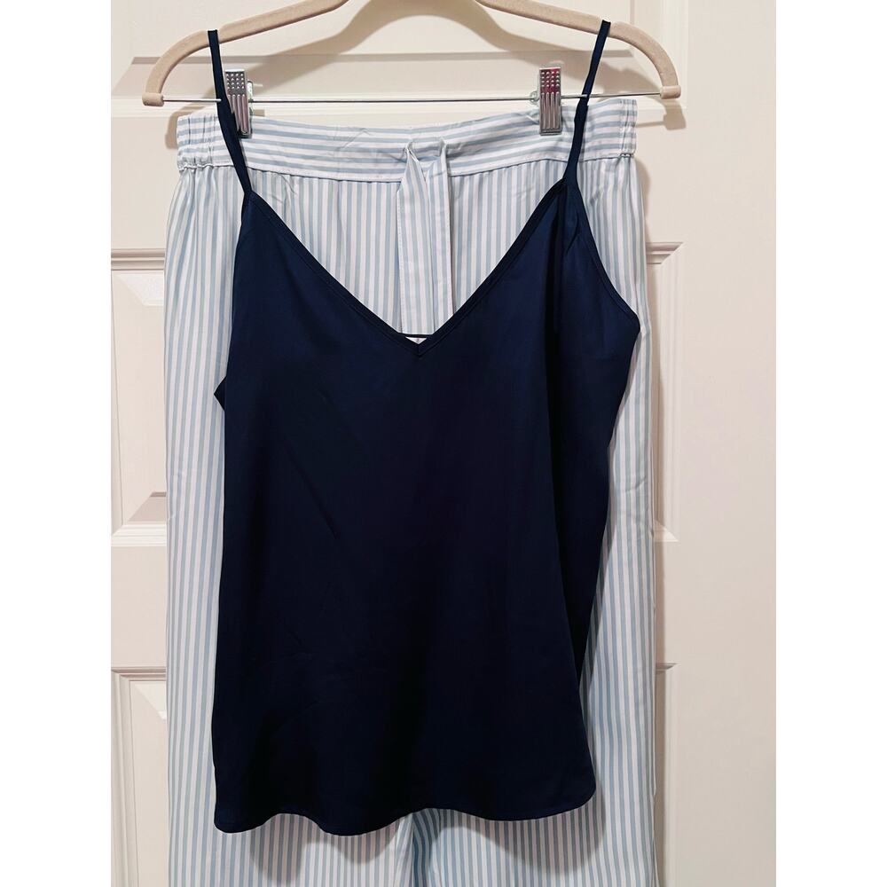 Ettitude Striped PJ Pants and Navy Tank, Size Medium